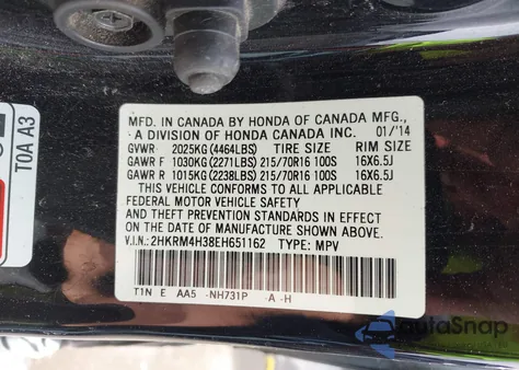 2014 Honda Cr-V Lx z USA, uszkodzony, nr VIN 2HKRM4H38EH651162